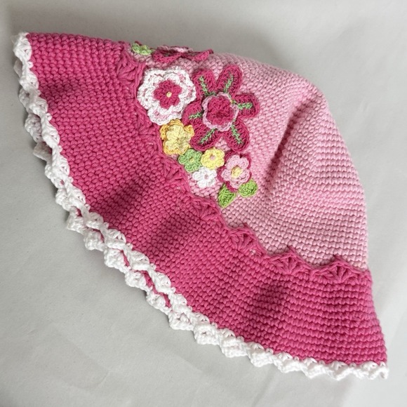 Hand and Heart Other - Hand & Heart Hand Crocheted Hat Pink Floral Spring Easter Toddler Girl‎